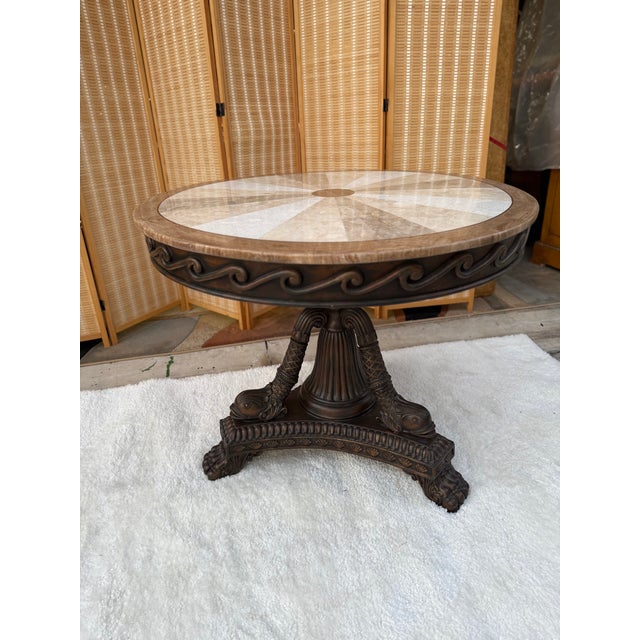 1980s 1980s Round Regency Style Center Table With Koi Motif Pedestal For Sale - Image 5 of 16