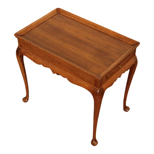 1980s Stickley Queen Anne Style Cherry Tea Table For Sale