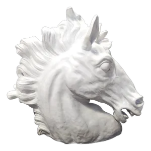 Vintage White Lacquered Earthenware Horse Head Sculpture, 1980s