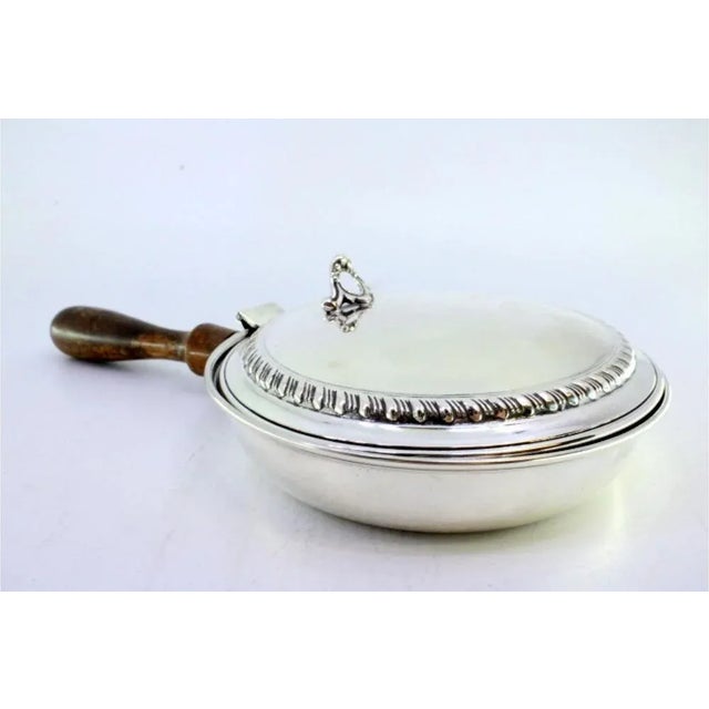 Silver Whisk with Raised Border Lid and Wooden Handle For Sale - Image 4 of 9