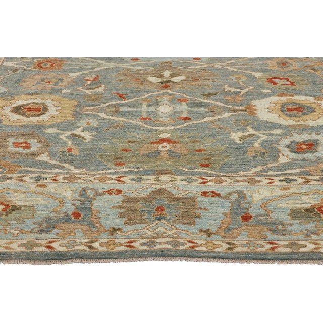 Blue Persian Sultanabad Rug - 08'02 X 10'0 For Sale - Image 4 of 9