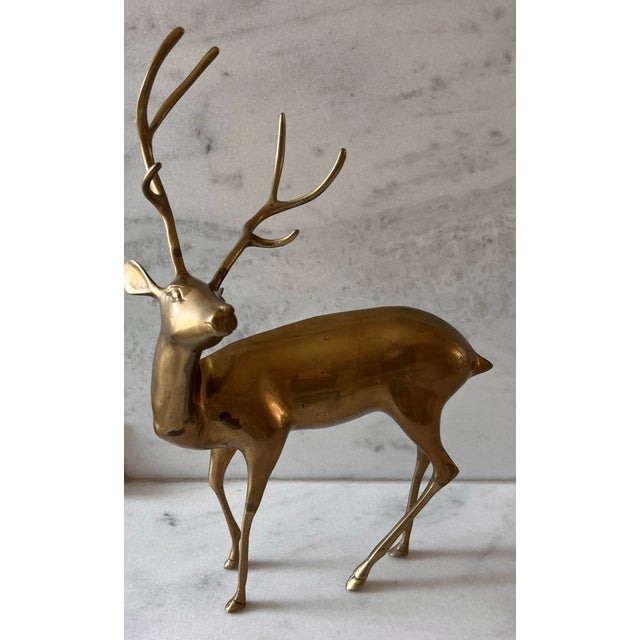 Large vintage solid brass stag sculpture. Solid and heavy piece, makes a perfect addition to your holiday decor.