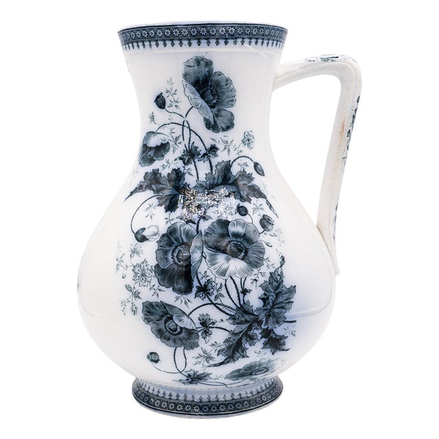 Large Transferware Pitcher from Villeroy & Boch, 1890s For Sale