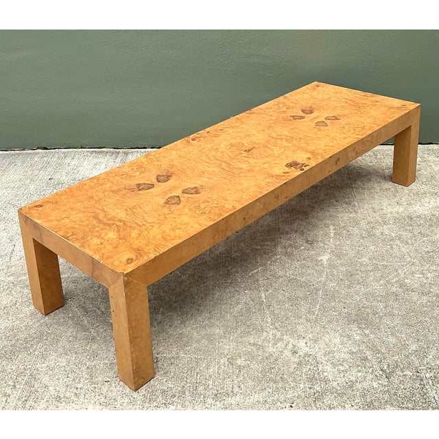 Wood Vintage Burl Wood Parsons Coffee Table For Sale - Image 7 of 12