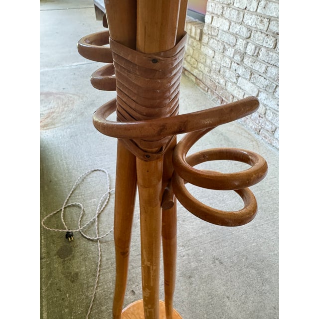 Wood Vintage, Mid Century Modern Bamboo Floor Lamp For Sale - Image 7 of 12