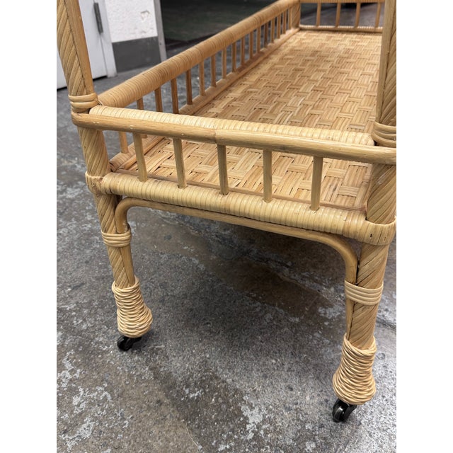 Serena & Lily South Seas Rattan Bar Cart, Natural For Sale - Image 9 of 12
