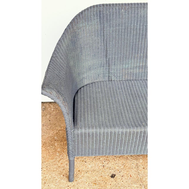 Slate Gray English Wicker Garden Settee Bench or Seat by Lloyd Loom For Sale - Image 8 of 11