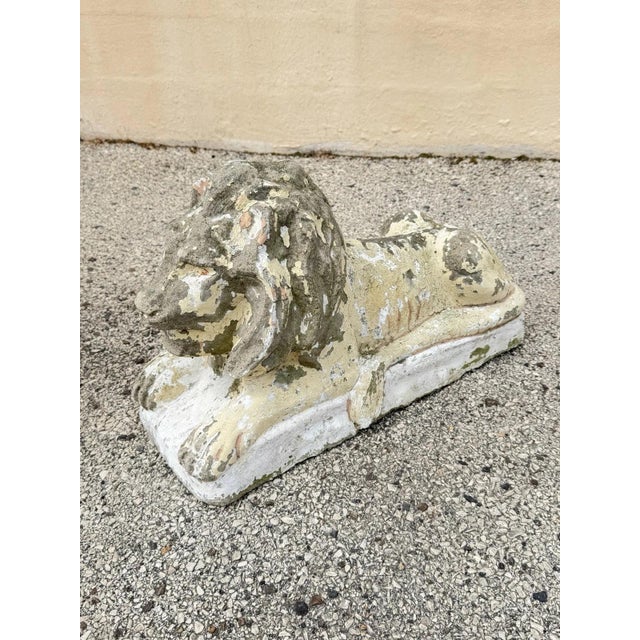 Classical Roman Vintage Classical Style Cast Cement Concrete Guardian Entry Lions - Pair For Sale - Image 3 of 16