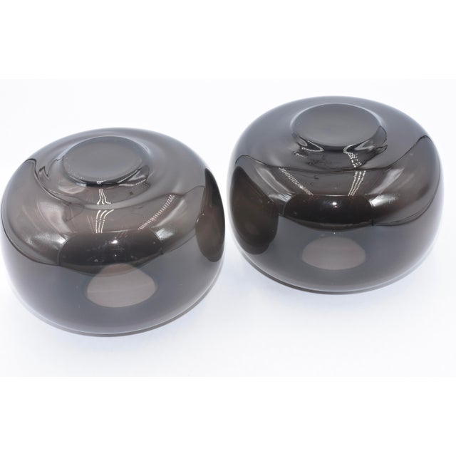 Villeroy & Boch Vintage 1970s, Minimalist Round Art Glass Orb Vase 2pc Set For Sale In Palm Springs - Image 6 of 9