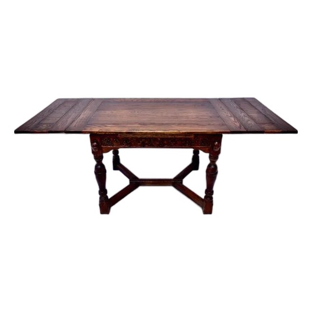 Antique Jacobean Style Refectory Dining Table by Jamestown Lounge, Feudal Oak For Sale