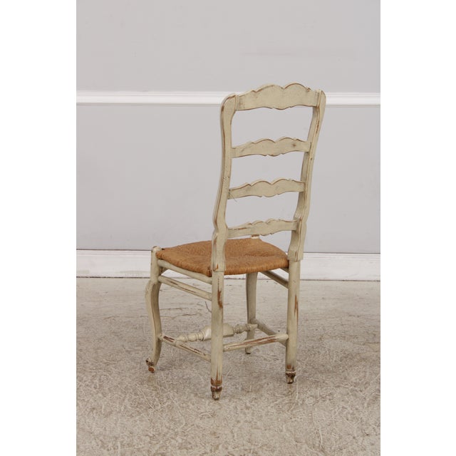 Wood Set of 4 Habersham Rush Seat Country French Ladderback Dining Chairs For Sale - Image 7 of 18