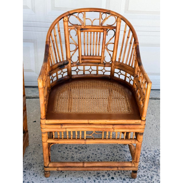 Wood Brighton Pavilion Style Scorched Bamboo Chairs-a Pair For Sale - Image 7 of 11