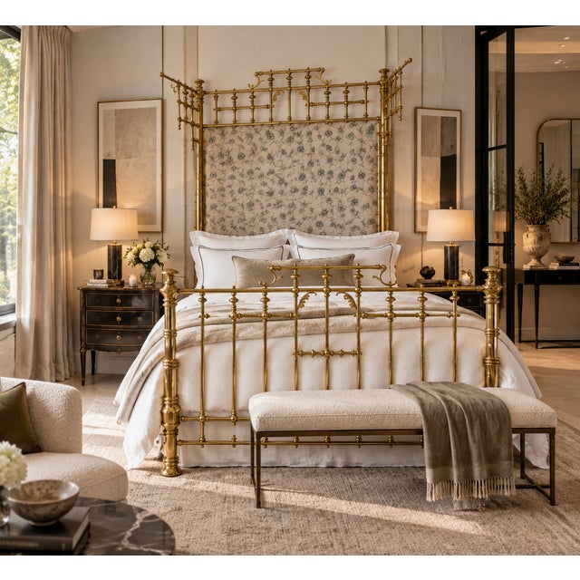 Antique Victorian Brass Double Bed, 1860 For Sale - Image 6 of 16