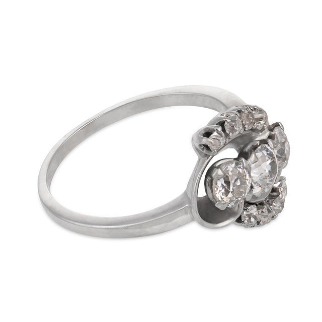 Mid 20th Century Retro 2.00 Carat Old Cut Diamond 14k White Gold Ring, Size 9.25 For Sale - Image 4 of 6