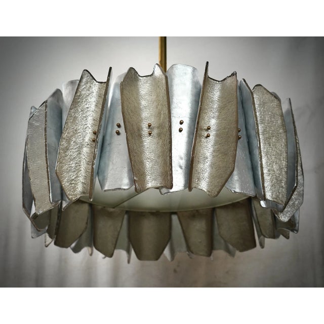 Murano Round Art Glass and Brass Chandelier, 2000 For Sale - Image 4 of 11