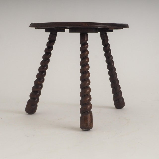 French Oak Tripod Side Table attributed to Charles Dudouyt, 1950s For Sale - Image 10 of 18