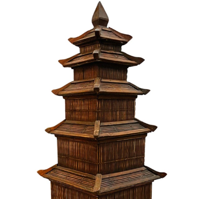 Mid 20th Century Vintage Chinese Split Reed Bamboo 6-Tier Pagoda Tower For Sale - Image 5 of 8