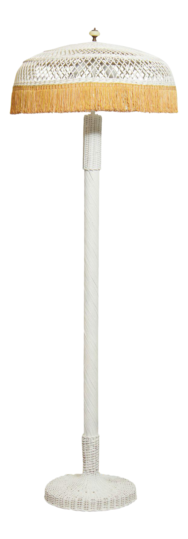 white wicker floor lamp