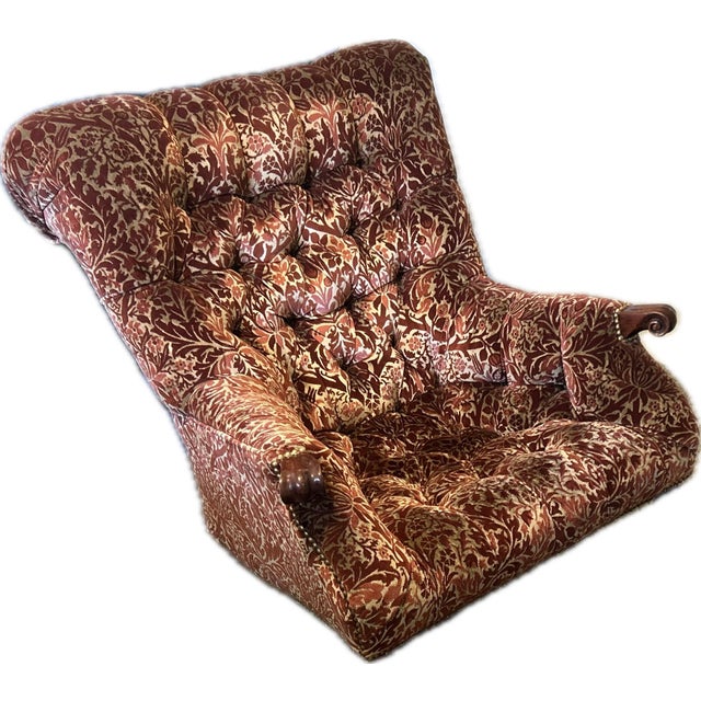 Leopold Wingback Upholstered Chair With Leather Ottoman For Sale In Portland, OR - Image 6 of 6