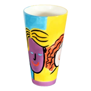1980's Colorful Postmodern Face Vase by Mary Ellis