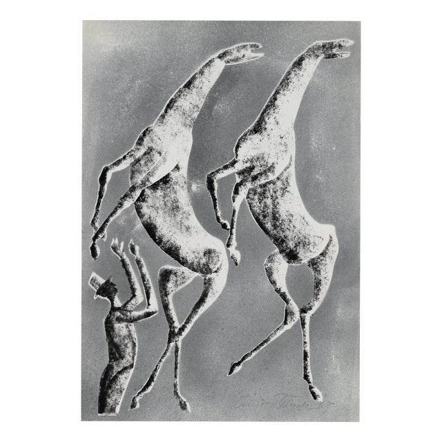 Ernst Bräuer, Animal Trainer with Two Horses, 1963, Monotype and Lithograph For Sale