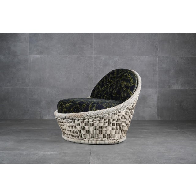 Mid-Century Modern Postmodern White Woven Rattan Armchairs, 1970s, Set of 2 For Sale - Image 3 of 9