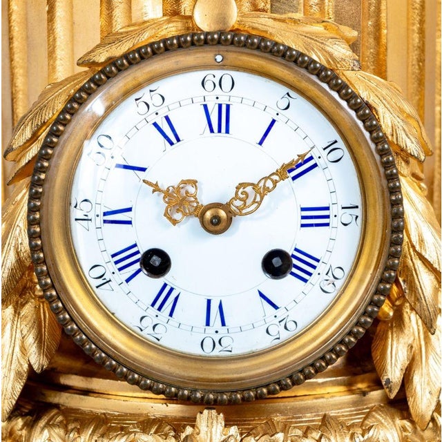 French Louis XVI Style Ormolu Figural Clock For Sale - Image 3 of 6