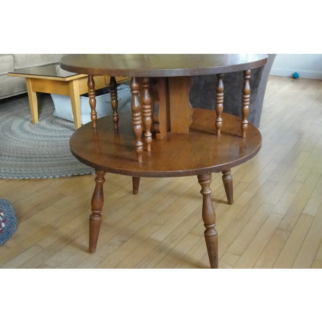 1970s Vintage Baumritter Ethan Allen 2 Tier Drum Accent Table For Sale - Image 9 of 10