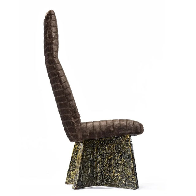 1970s 8 Restored Adrian Pearsall Craft Associates Bronze Brown and Black Brutalist Dining Chairs For Sale - Image 5 of 17