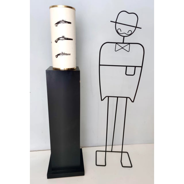 Mid-Century Modern Beige Varnished Metal and Brass Umbrella Stand, 1950s For Sale - Image 3 of 15