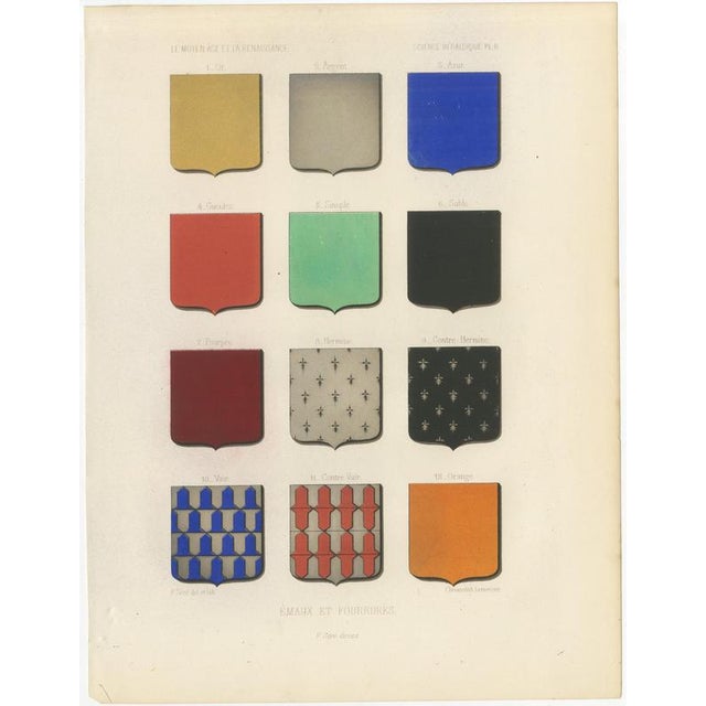 Ferdinand Séré, Heraldic Tinctures and Furs, Lacroix, 1851, Chromolithograph For Sale - Image 3 of 9