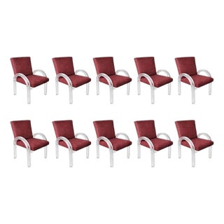 Set of Ten Attributed Charles Hollis Jones Lucite Dining Chairs, Usa, Circa 1970's For Sale