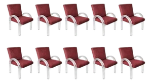 Set of Ten Attributed Charles Hollis Jones Lucite Dining Chairs, Usa, Circa 1970's