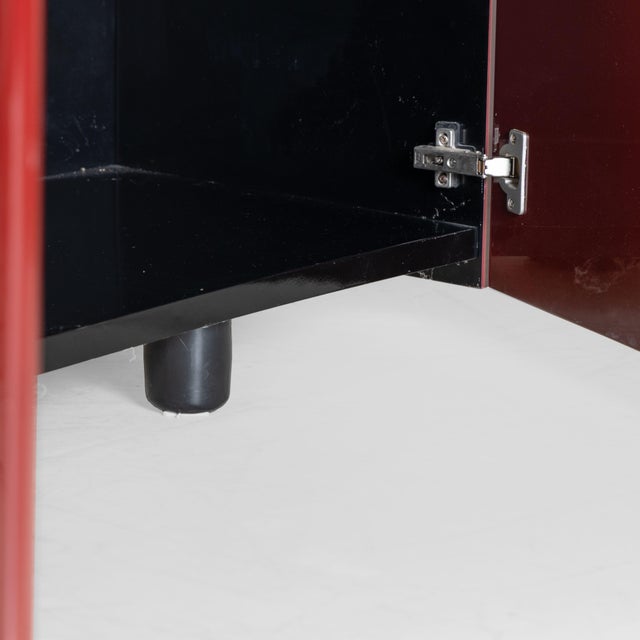 Red Lacquered Wooden Sideboard, 1970s For Sale - Image 6 of 15