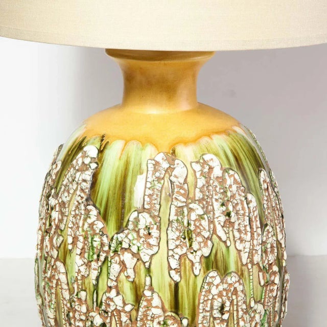 Mid Century Hand Glazed Expressionistic Organic Modern Ceramic Lamps - A Pair For Sale - Image 9 of 13