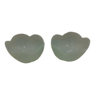 Vintage Art Deco Style Italian Opaline Glass Baby Blue Translucent Scalloped Edges For Sale