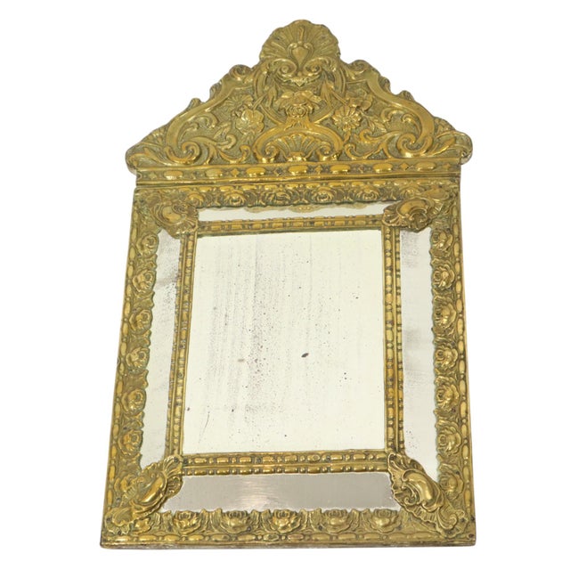 Beautiful vintage cushion mirror, also known as a repoussé mirror, faceted mirror from the first half of the 20th century,...