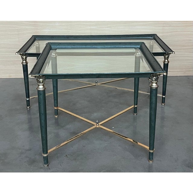 Mid Century Modern Coffee Table in Green Iron with Bronze and Brass Details For Sale - Image 12 of 18