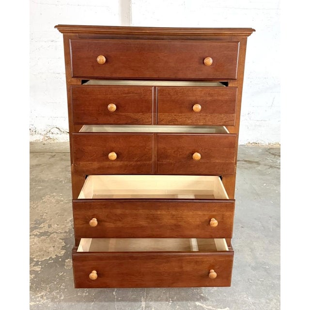 Late 20th Century Late 20th Century Cherry Tall Chest of Drawers With Paneled Drawer Fronts For Sale - Image 5 of 12