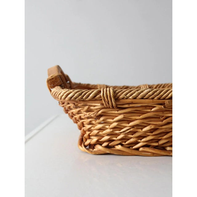 Tan Vintage Woven Basket Tray For Sale - Image 8 of 9