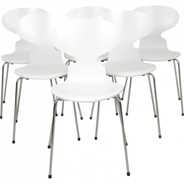 White Ant Chairs by Arne Jacobsen, Set of 6 For Sale - Image 3 of 18