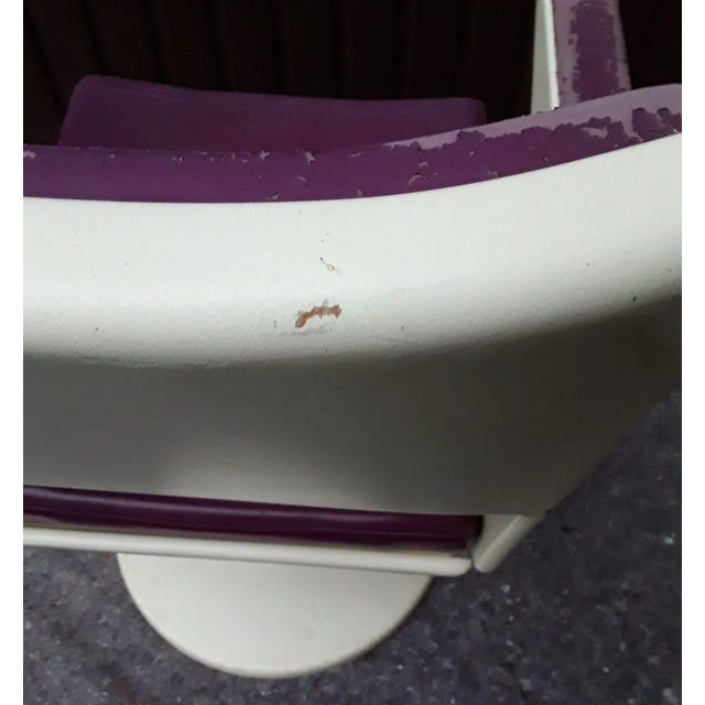 Textile Desk Chair with Purple & White Plastic on Tulip Base, 1970s For Sale - Image 7 of 14