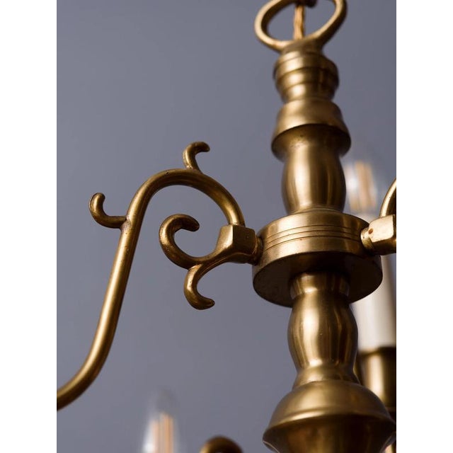 Dutch Brass 9-Arm Chandelier For Sale - Image 6 of 9