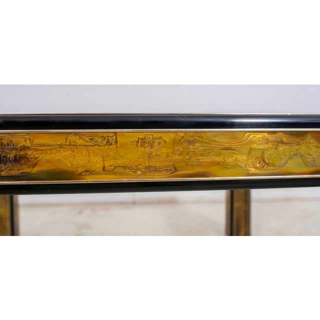 Bernard Rhone Mastercraft Acid Etched Glass Top Coffee Table For Sale - Image 13 of 15