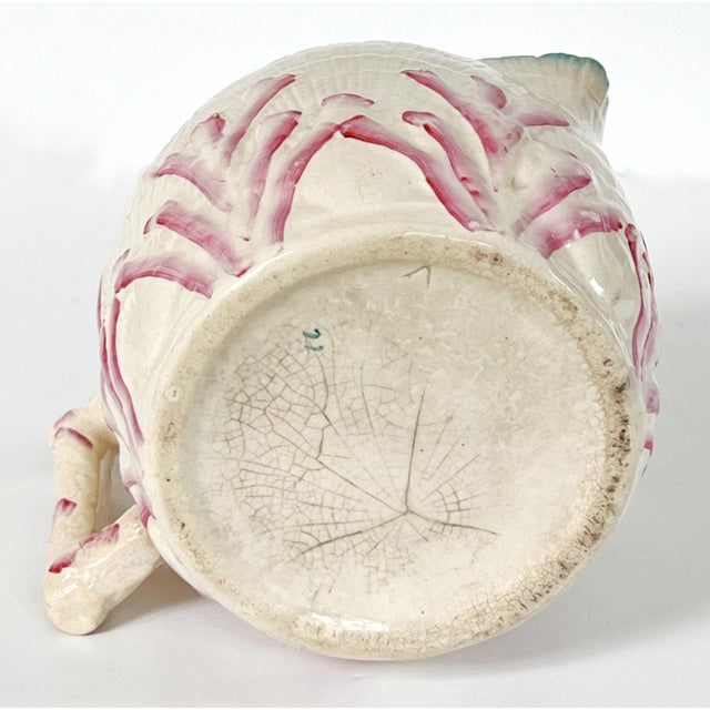 Late 19th Century Antique 19th C Majolica Shells & Seaweed Pitcher Cream, Large 7 1/4" Tall C1880 For Sale - Image 5 of 7