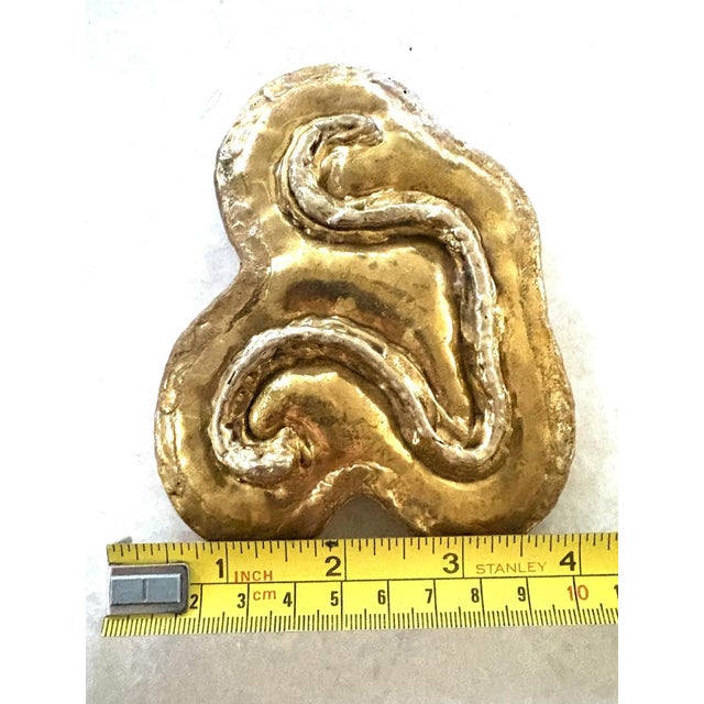 Stylish, large, mid-century modern, brutalist brass belt buckle.