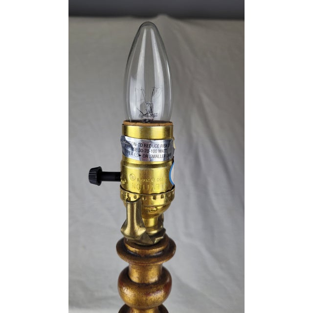Mid 20th Century Mid 20th Century Gold Giltwood Barley Twist Buffet Lamp Candlestick Style For Sale - Image 5 of 6
