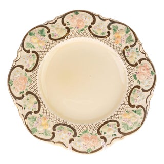 Antique Art Nouveau Ceramic Pottery Floral Plate from Crown Ducal For Sale