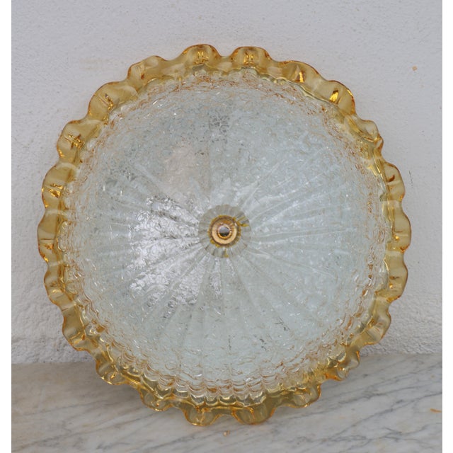 1980s 1980s Italian Yellow Large Size Murano Glass Ceiling Fixture, Murano For Sale - Image 5 of 8