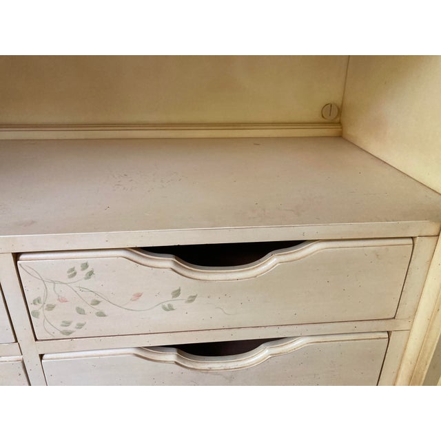 2000 - 2009 French Country Armoire, Hand Painted Floral Motifs. Ethan Allen For Sale - Image 5 of 14